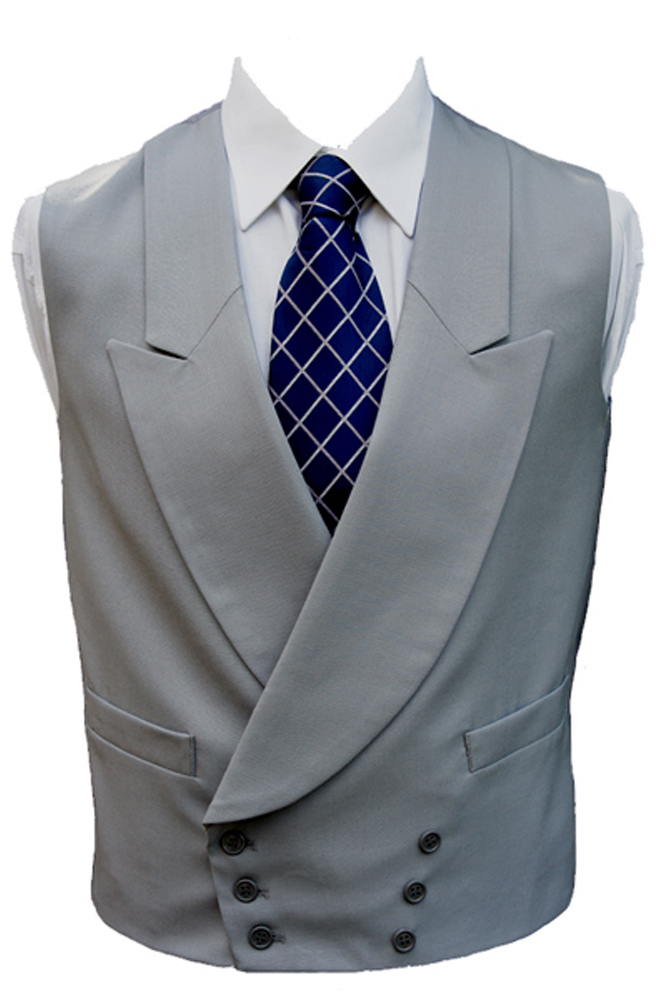 100% Wool Double Breasted Dove Grey Waistcoat